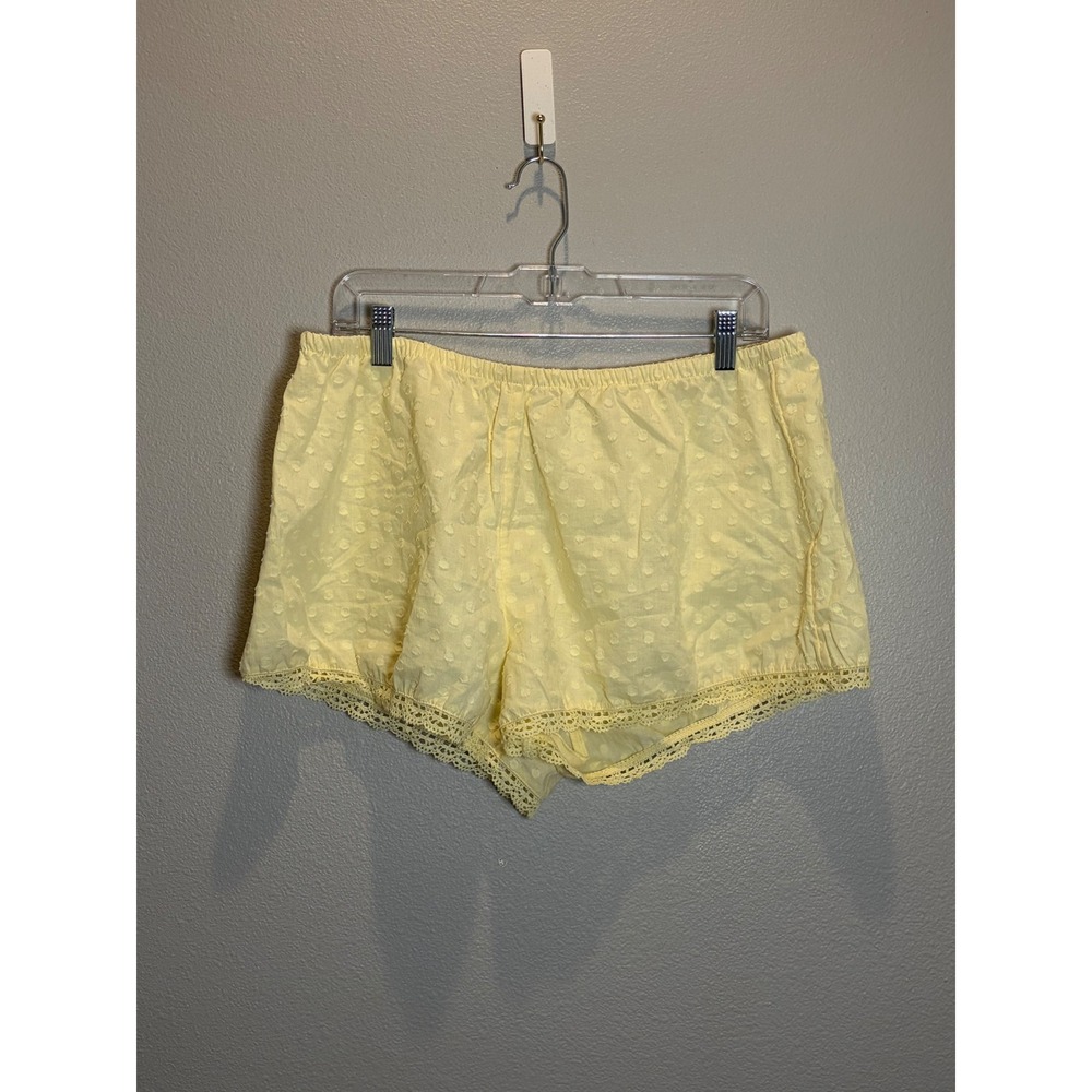 Wild Fable Yellow Swiss Dot Lace Trim Sleep Shorts Womens Large Cotton Pajamas